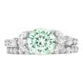 3.06 ct Round Cut Green Simulated Diamond 18k White Gold Ring Band Set Size 3.5 K43438