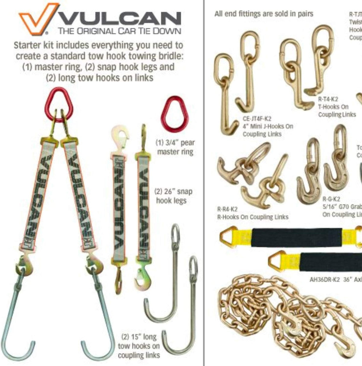 8 Inch Short Tow Hook On Coupling Link - Pair X6553