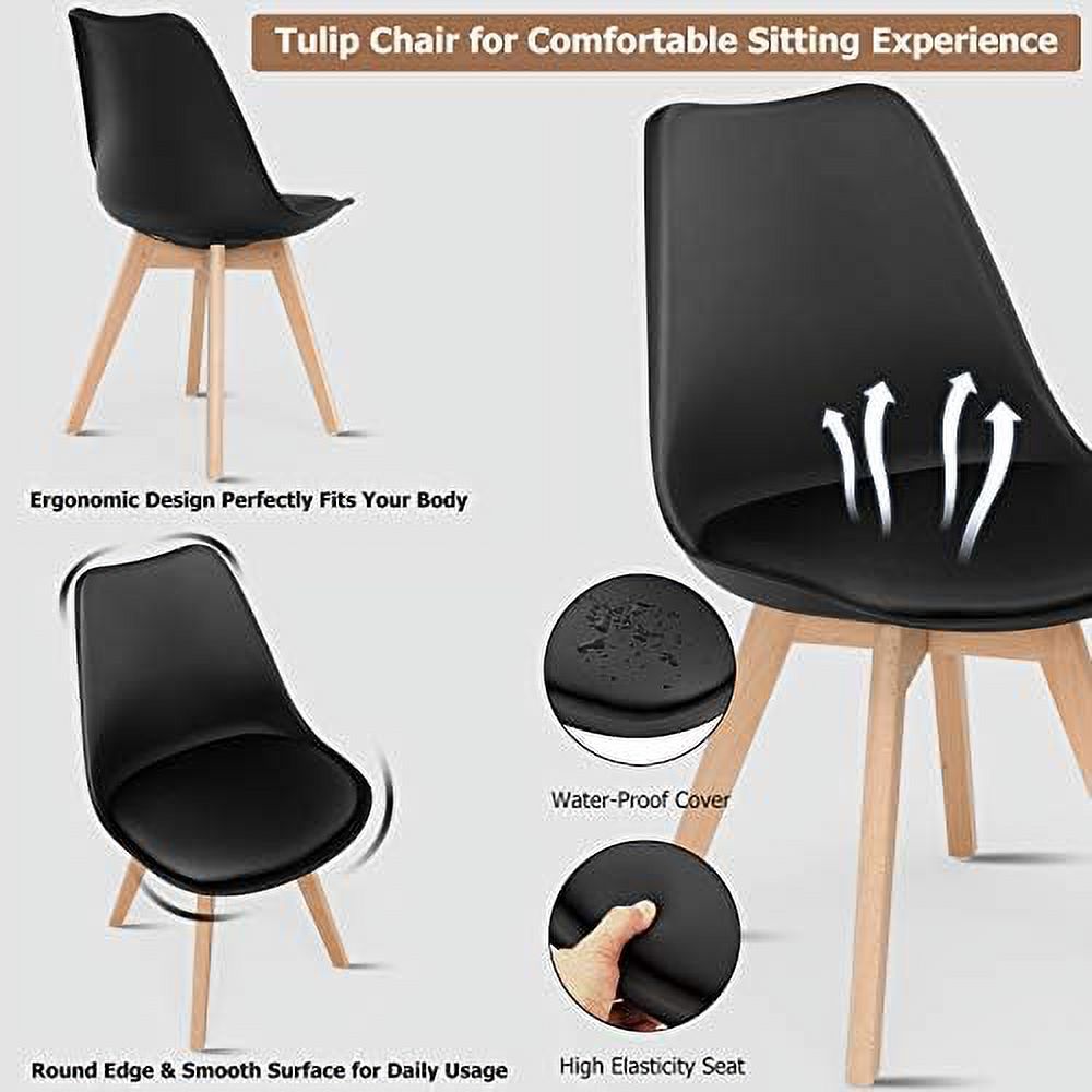 Set of 4 Upholstered Dining Chairs with Solid Wood Legs G755