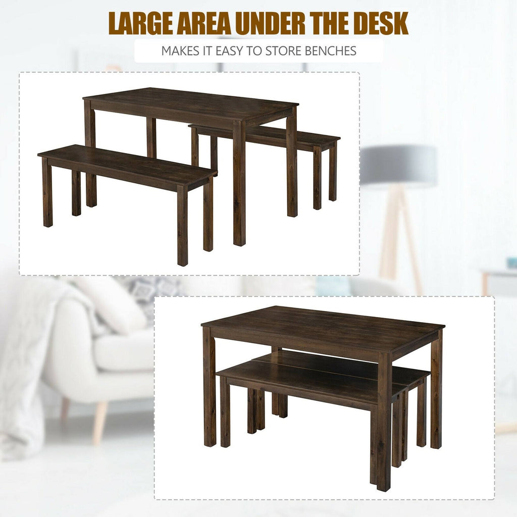 3pcs Dining Table with 2 Benches T351