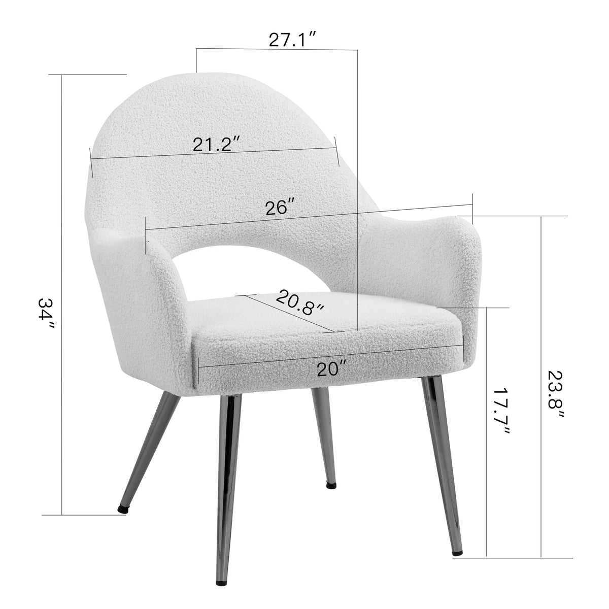 White Boucle Accent Chair with Gold Legs C2039