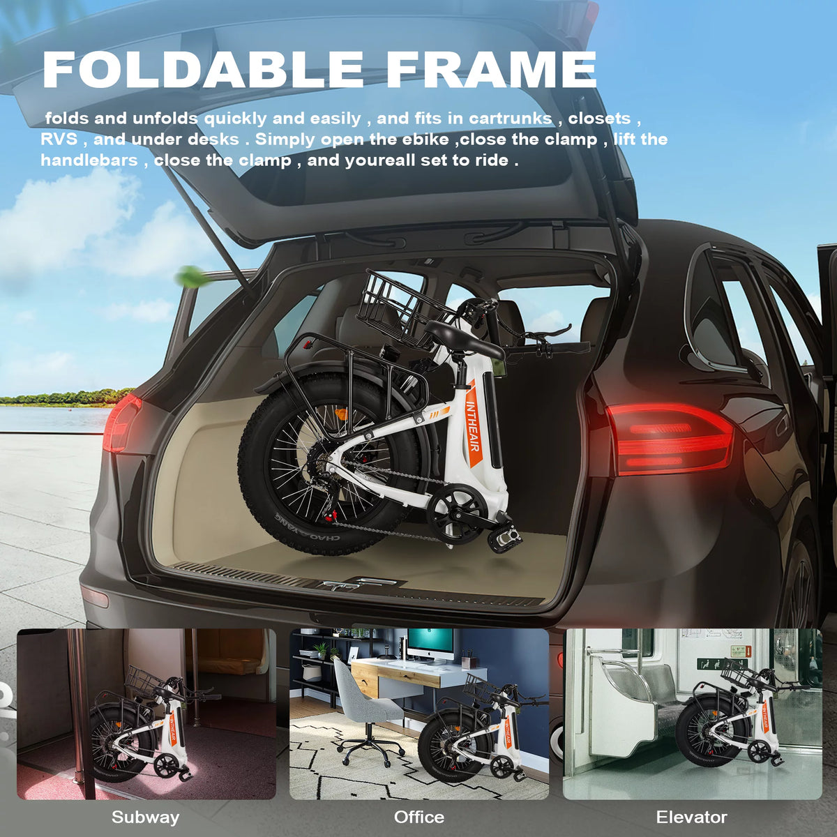 Foldable 20 x 4.0 Fat Tire Step Thru Electric Bike Y832548