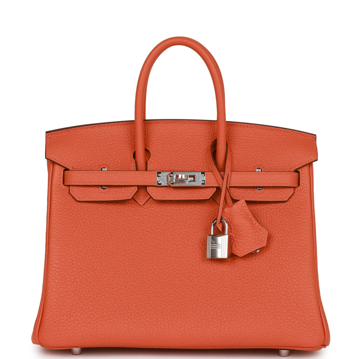 Orange Togo Palladium Hardware Handbag B777