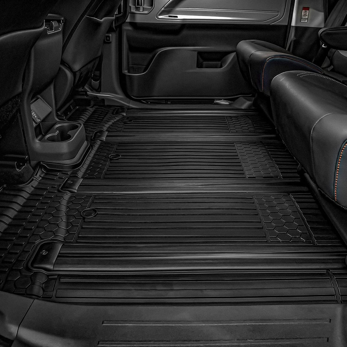 Black 8 Seat TPE All Weather Floor Mats & Cargo Liner P118