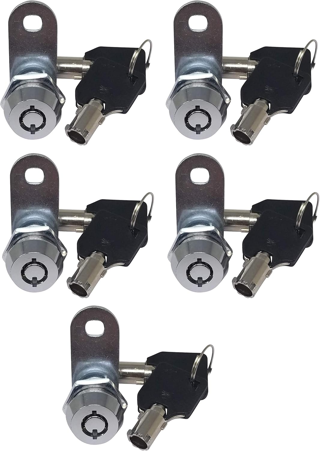 5/8” Tubular Cam Lock, Keyed Alike Removable Key, Chrome, Pack of 5 Y66193