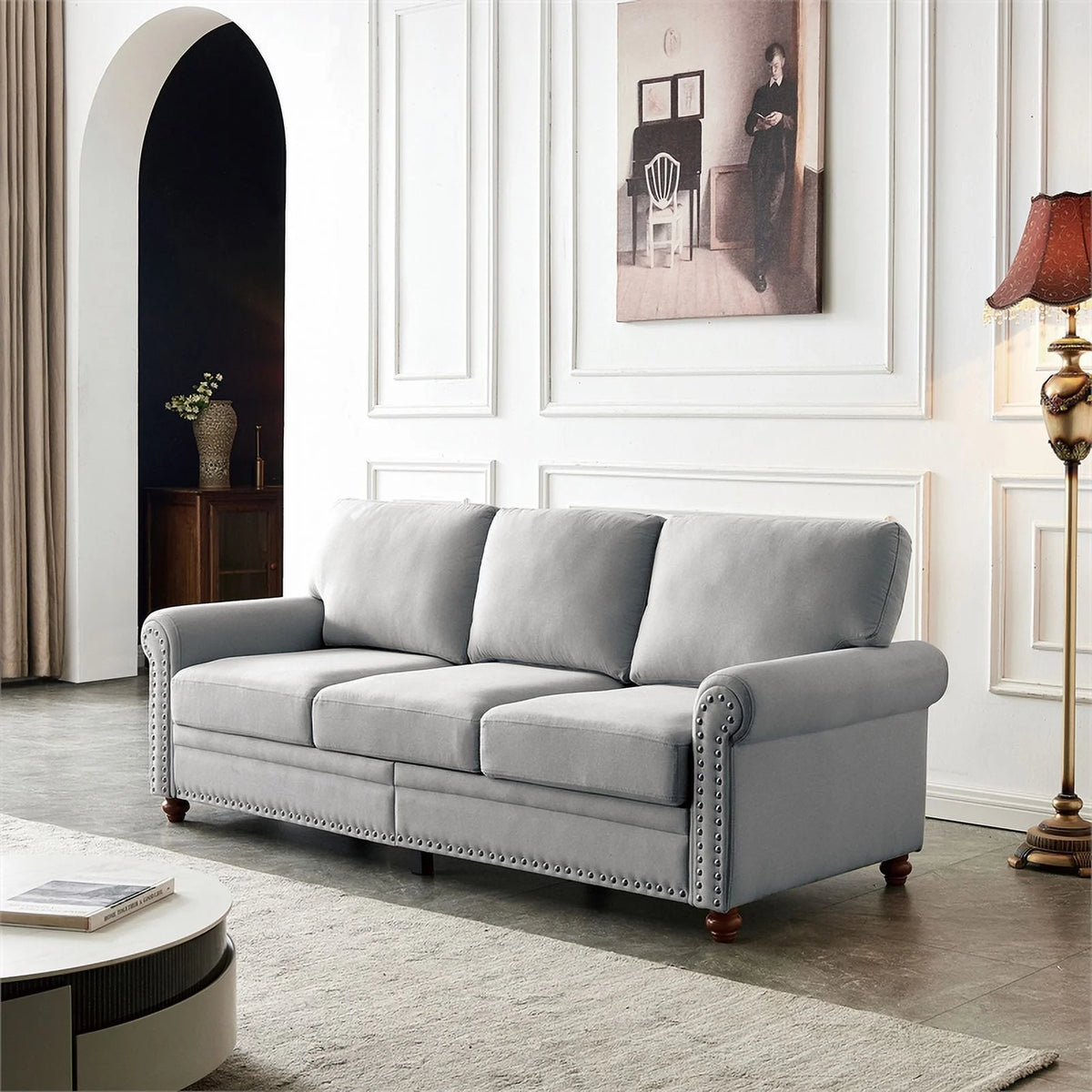 Gray Linen Fabric Storage Sofa K83203