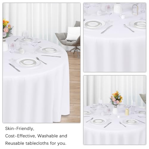 12 Pack White 120 Inch Round Polyester Tablecloth D407916