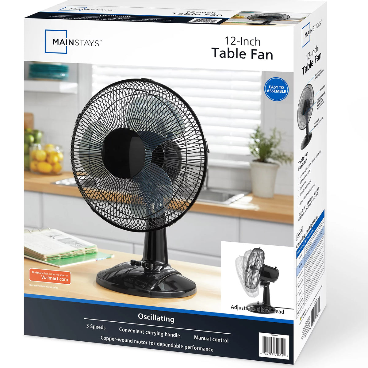 3-Speed Oscillating Table Fan White W86108