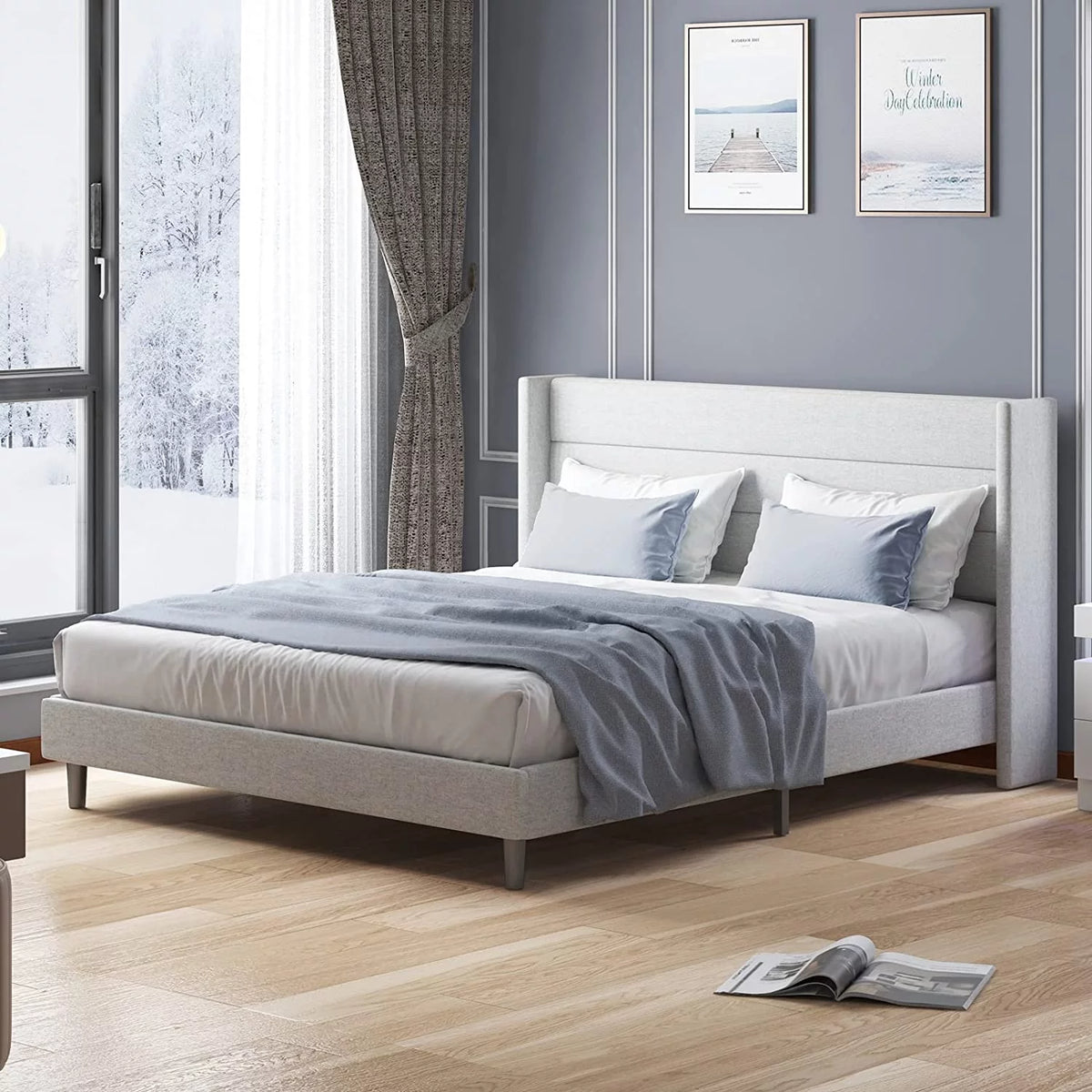 Full Size Platform Bed Frame with Headboard N8596