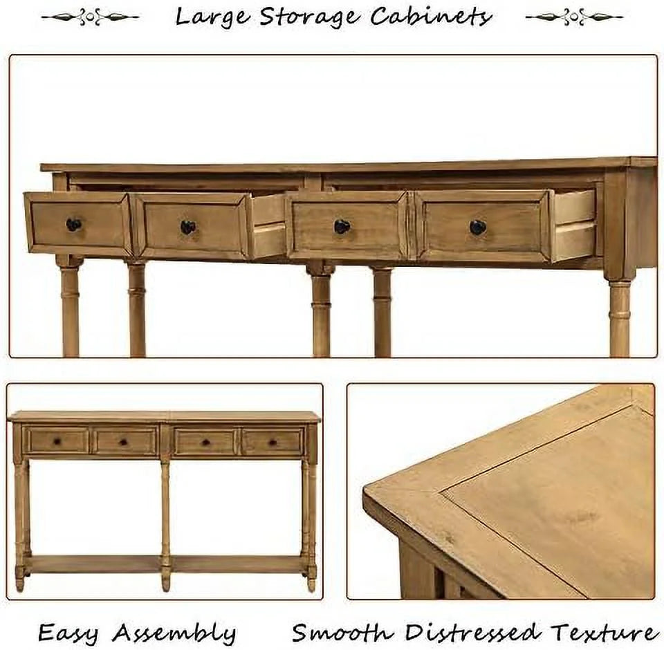 Solid Wood Console Table with 2 Drawers Y24031