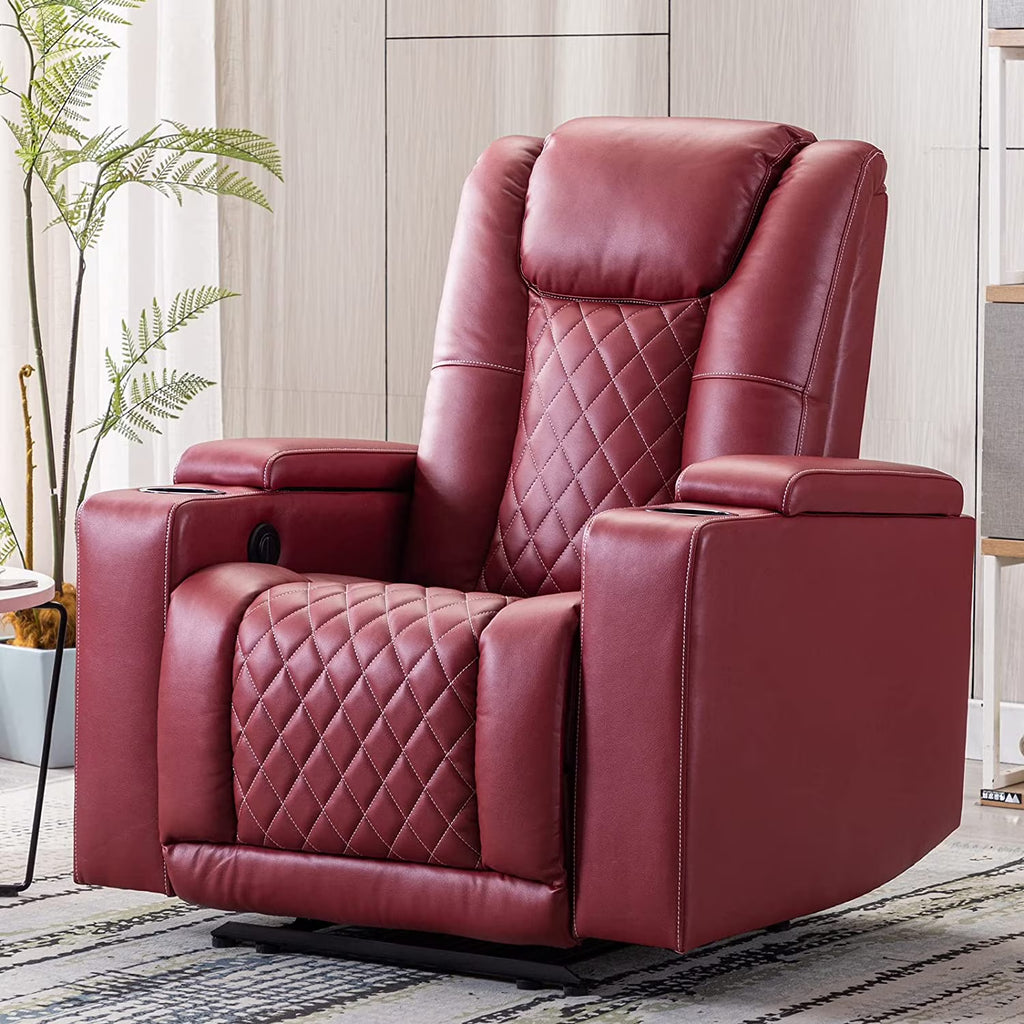 Power Recliner Chair Set of 3 PU Leather Black N33805
