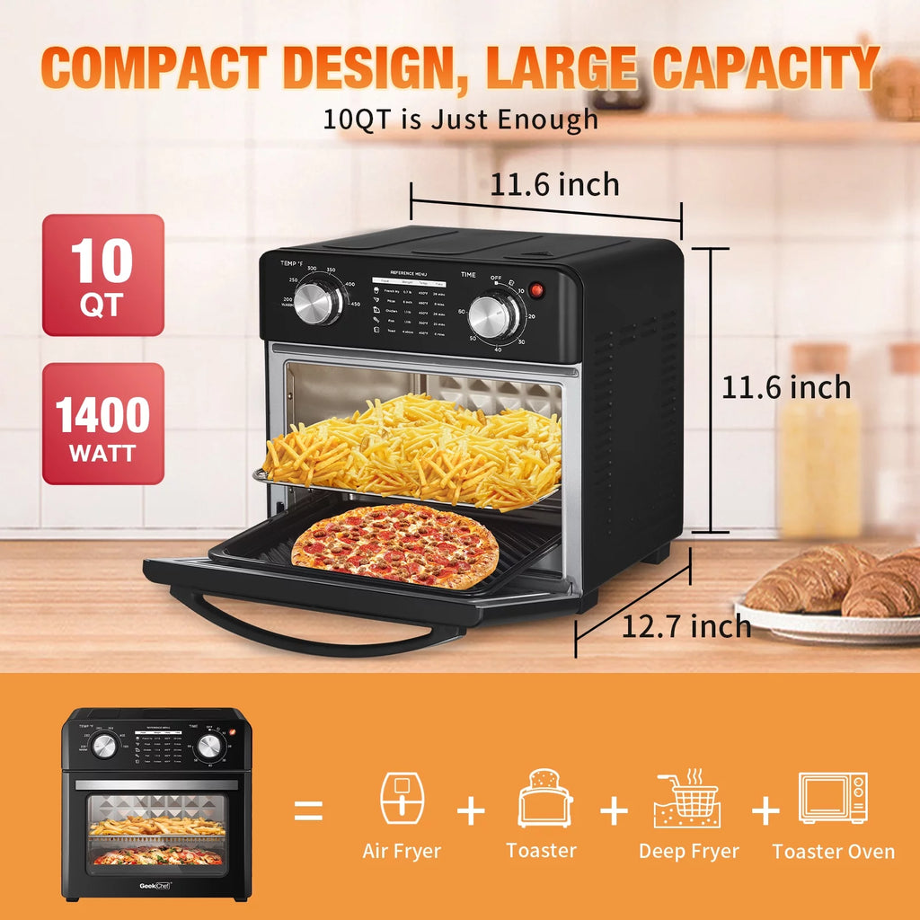 10QT Black Air Fryer Toaster Oven Z7330