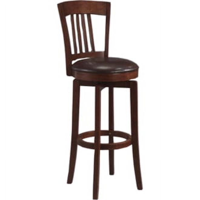 Brown Vinyl Seat Wood Bar Height Swivel Stool D381098
