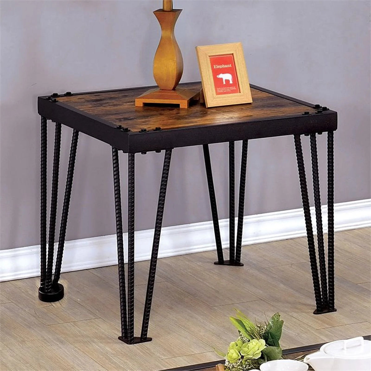 Black Metal Square End Table Set of 2 C8405
