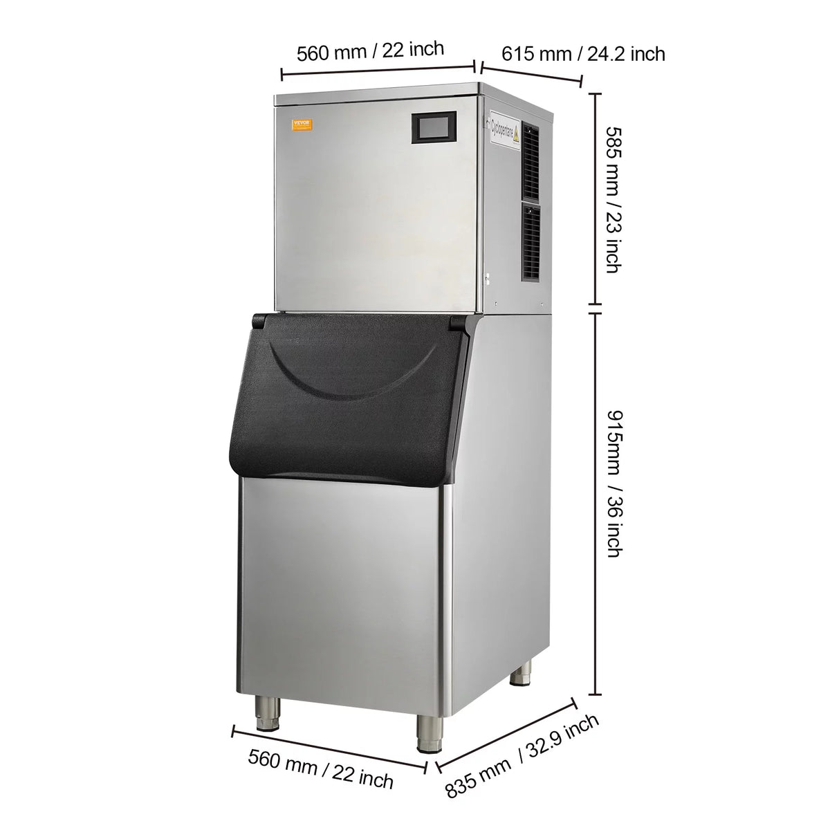 Commercial Ice Maker with Storage Bin Auto Self-Cleaning A268