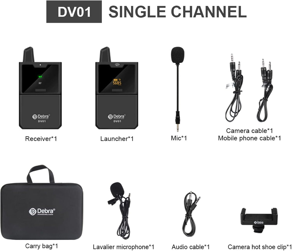 UHF Wireless Lavalier Microphone System with Receiver for Camera E886