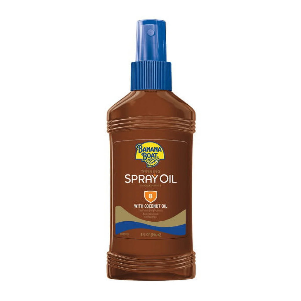 Deep Tanning Oil Pump Spray Sunscreen Broad Spectrum SPF 8 - 8 Ounces (Pack of 3) B707272