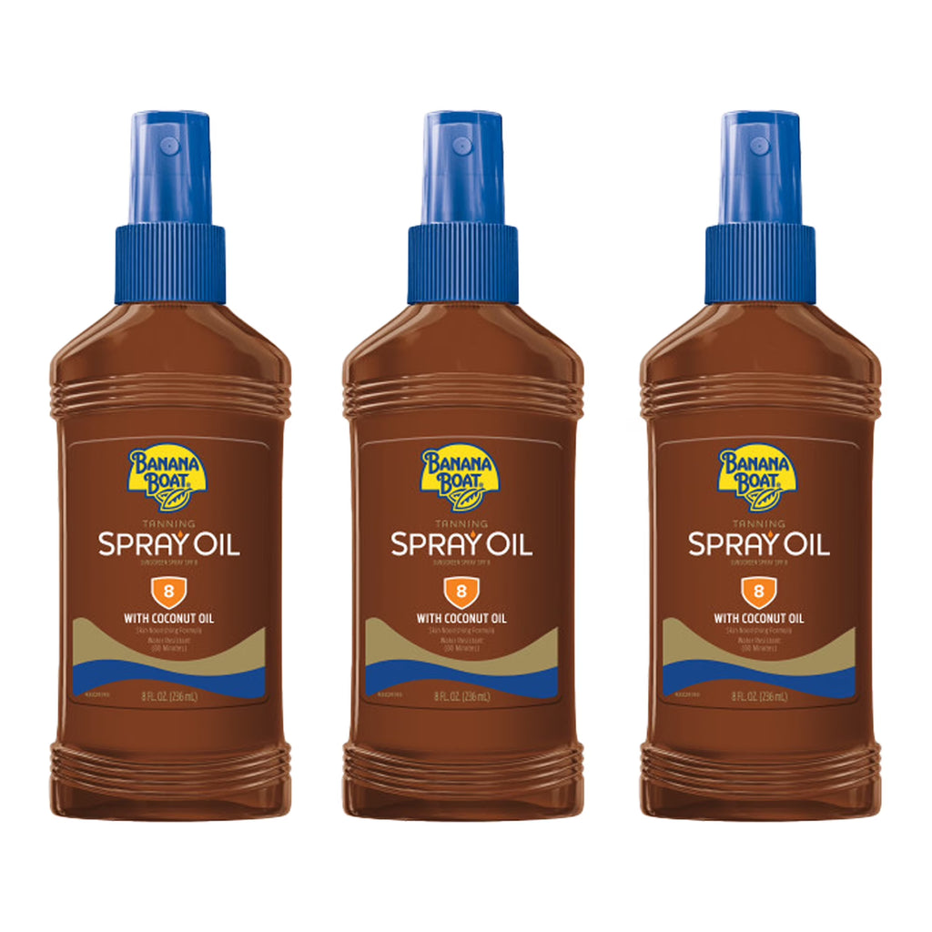 Deep Tanning Oil Pump Spray Sunscreen Broad Spectrum SPF 8 - 8 Ounces (Pack of 3) B707272