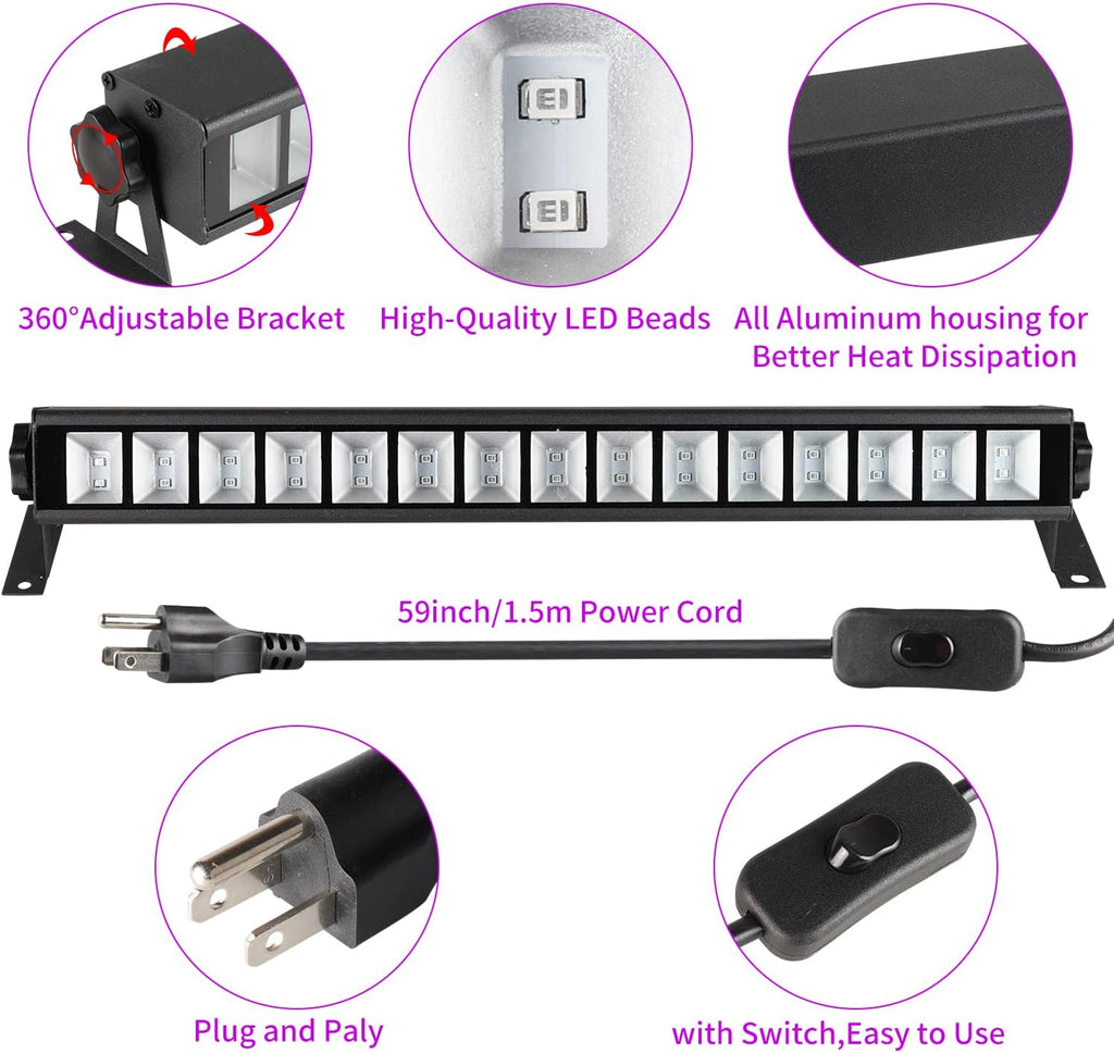 4 Pack 30W Black Light Bar with Switch Plug 5ft Cable X44596
