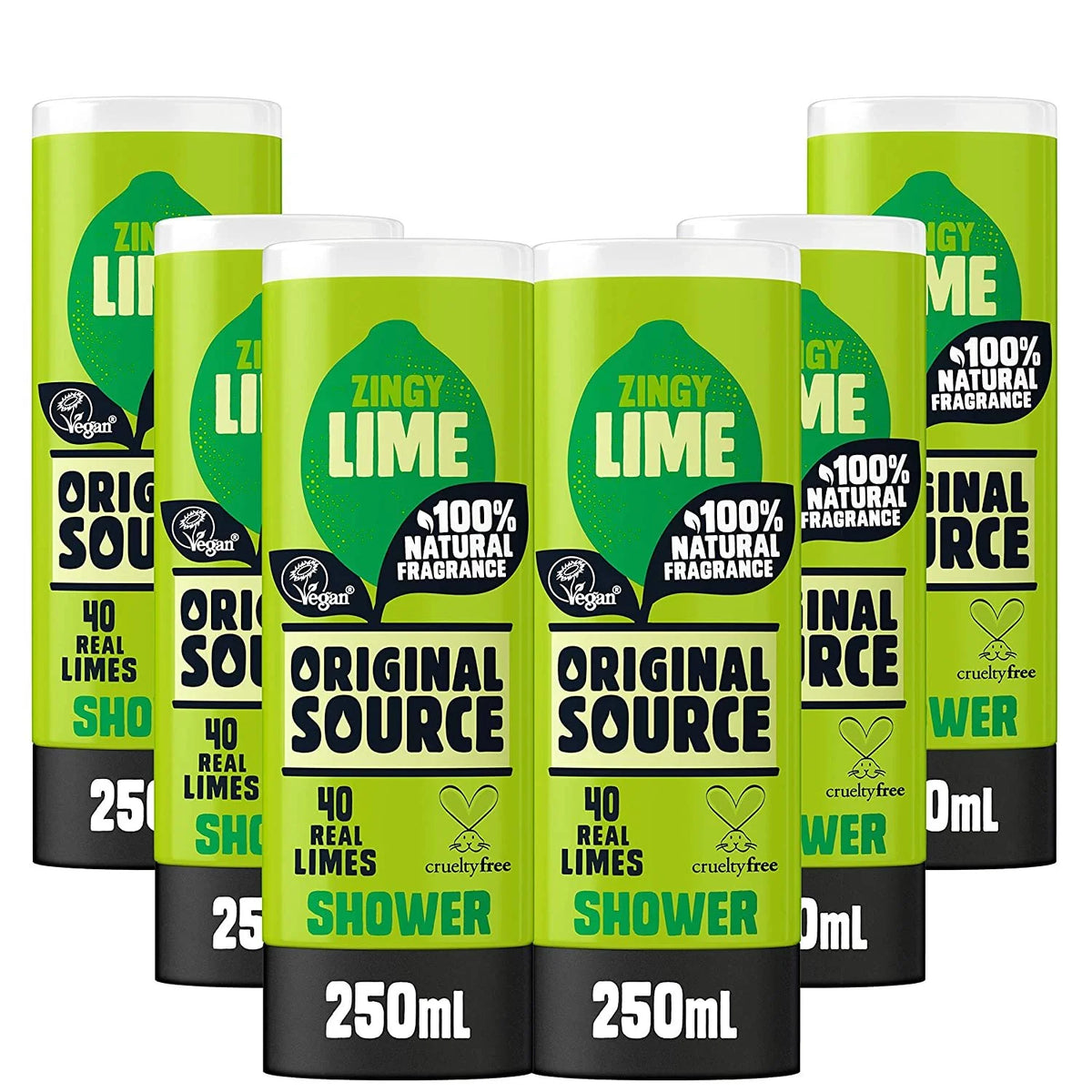 Lime Shower Gel with Natural Fragrance, Vegan, Paraben Free, 6 x 250 ml P3457