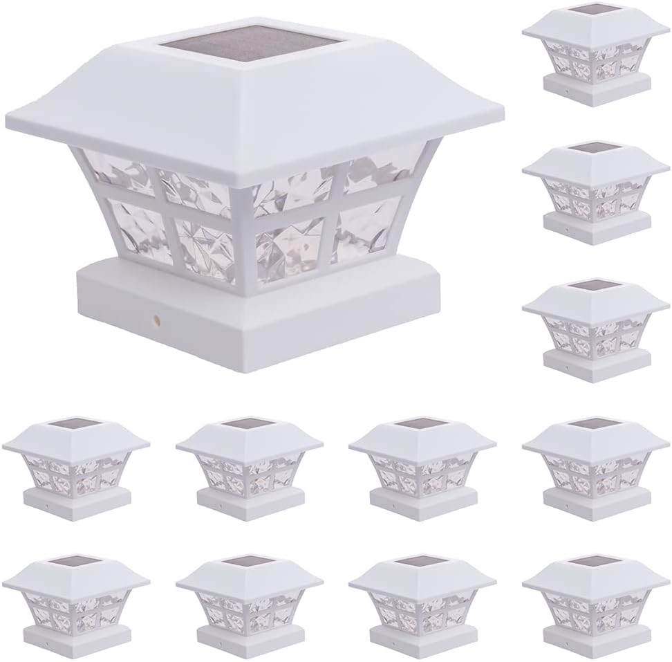 12 Pack Black Solar Powered LED Post Cap Light T70462