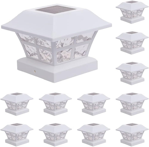 12 Pack Black Solar Powered LED Post Cap Light T70462