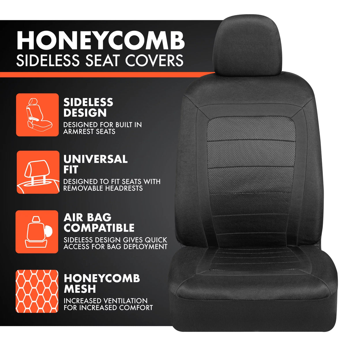 Black Sideless Front Seat Protector Pair S476