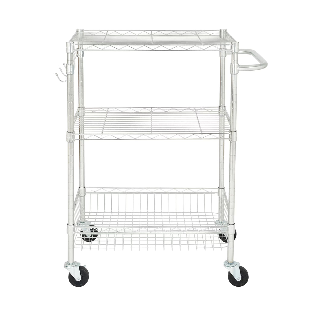 3-Tier Chrome Rolling Cart C5144