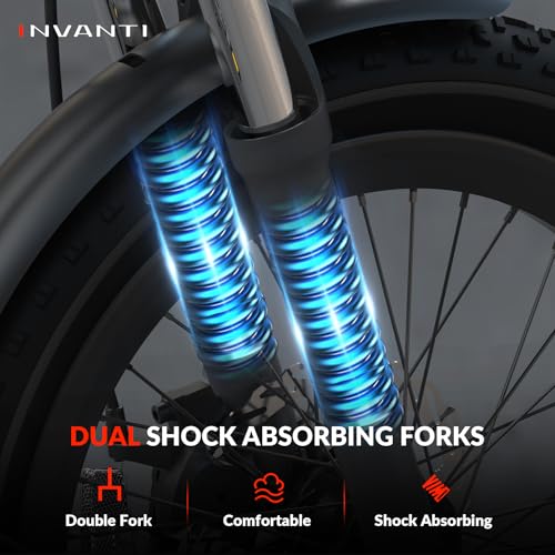 20" Step-Thru Fat Tire Electric Bike with Rear Rack, 7-Speed, Front Suspension V49814