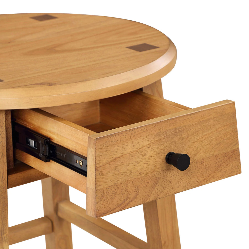 Round Side Table with Solid Wood Frame N4960