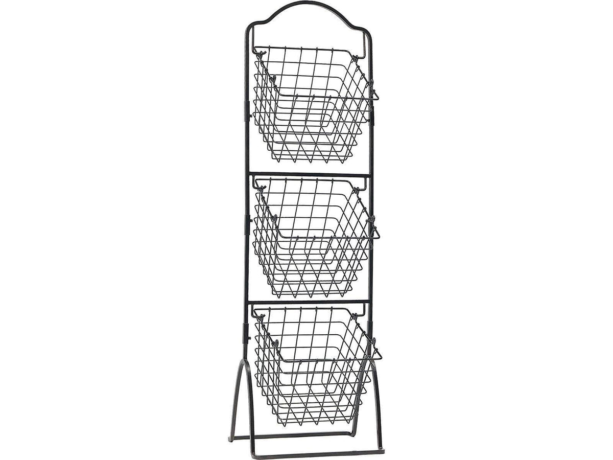 3-Tier Metal Market Basket Antique Black E5449