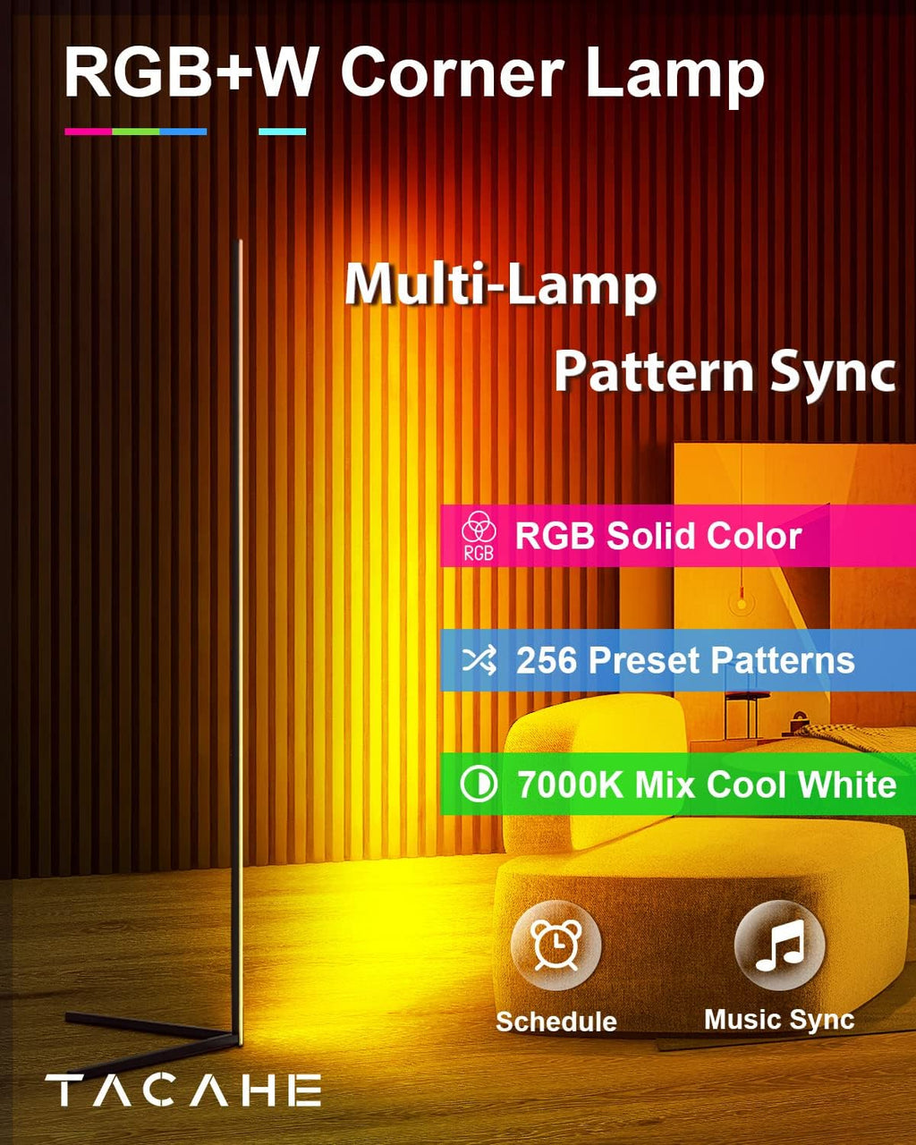 Smart Corner Floor Lamp with Transparent Lampshade, 20W Black H623682