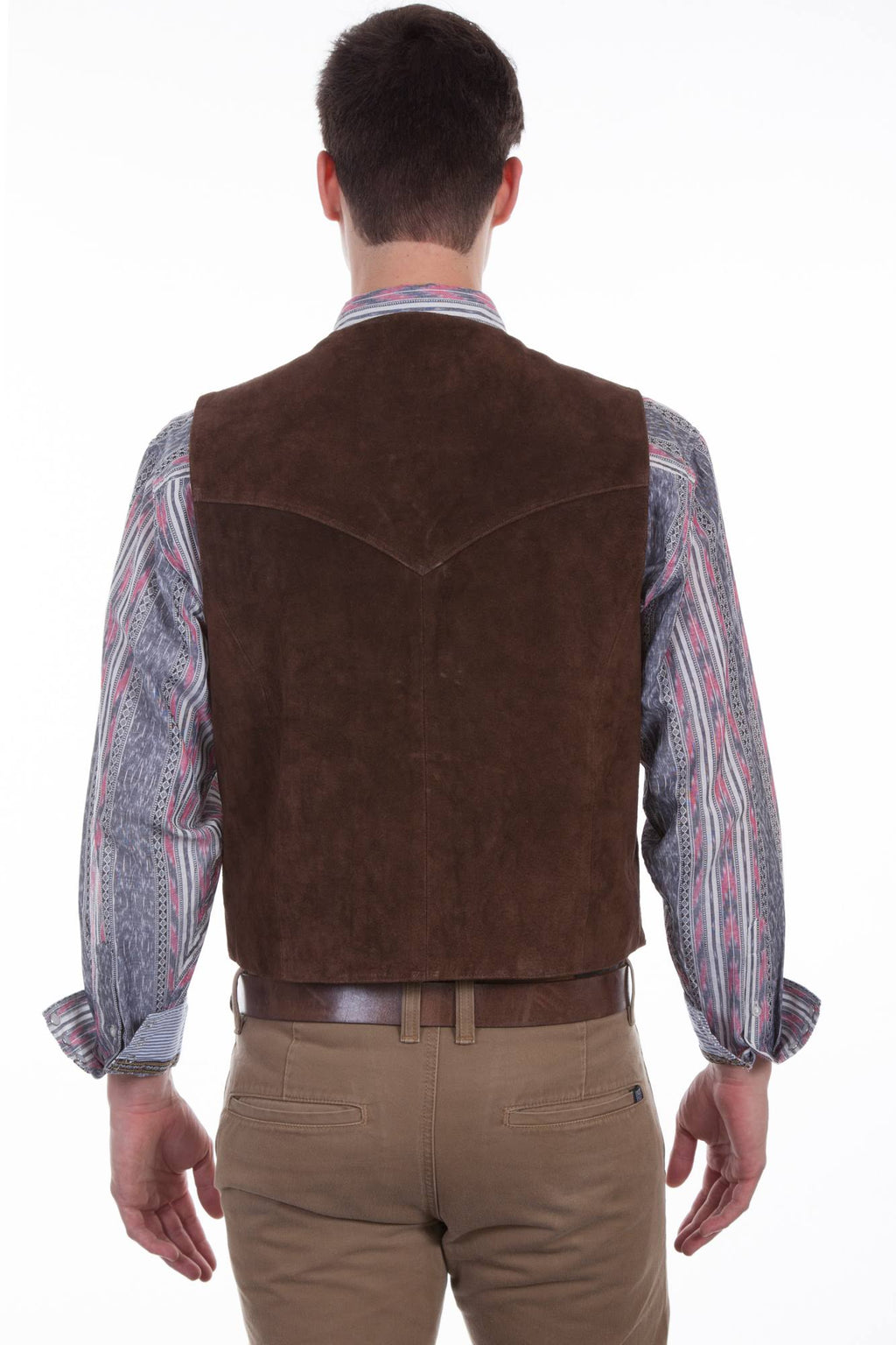 Brown Calf Suede Western Snap Vest K424
