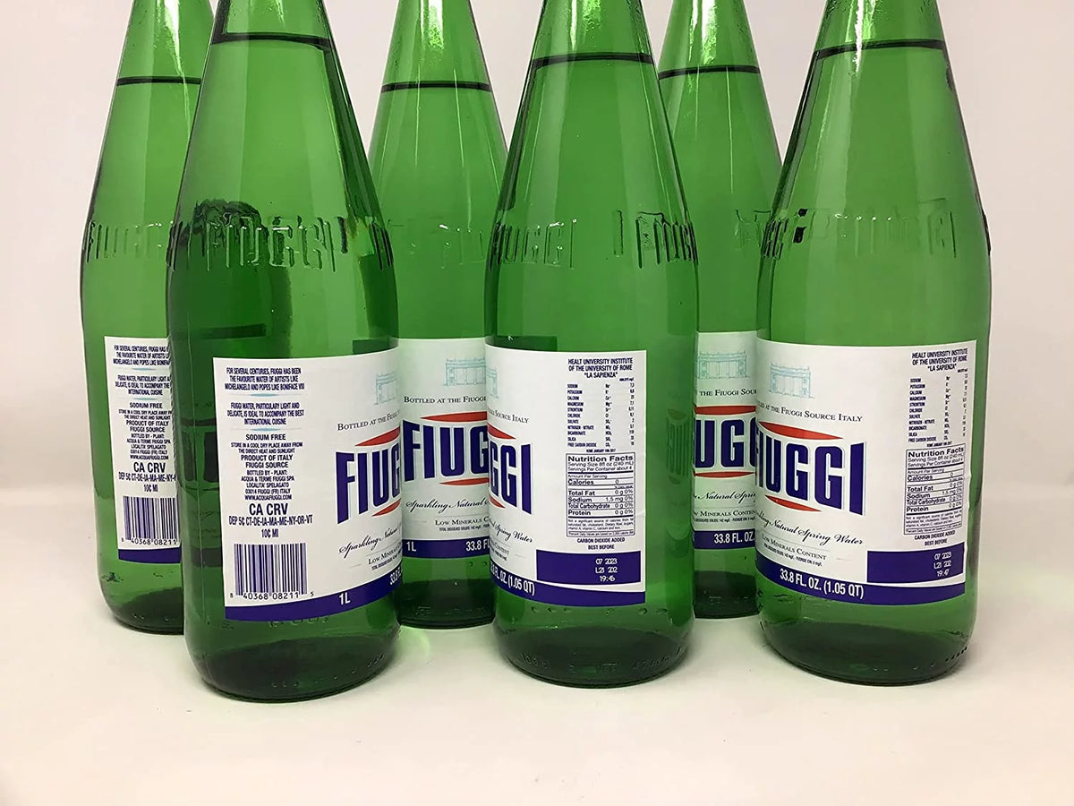 Natural Mineral Sparkling Water, 6 1L Glass Bottles A4478