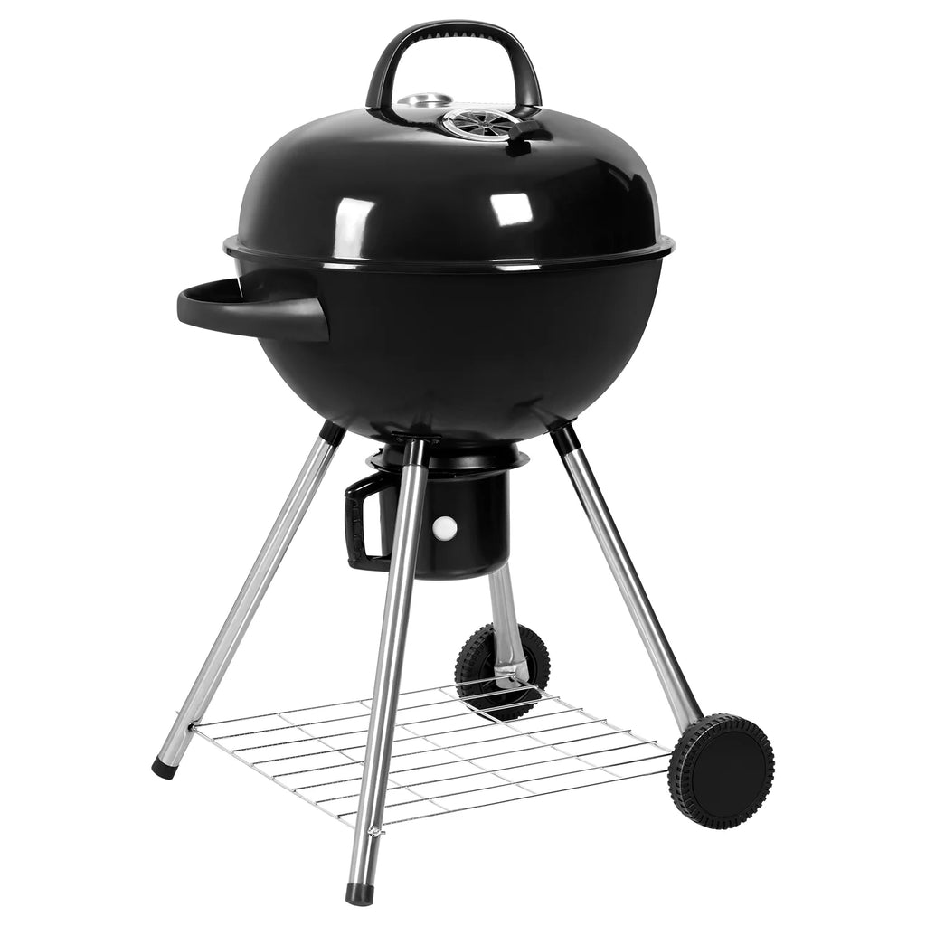 29” Black Outdoor Charcoal Grill with Side Shelf and Wheels X90320