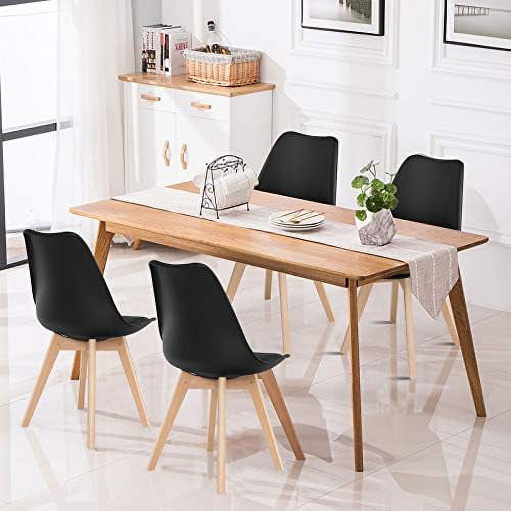 Set of 4 Upholstered Dining Chairs with Solid Wood Legs G755