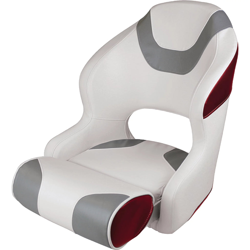 White Grey Red Bucket Seat with Flip Up Bolster S31439
