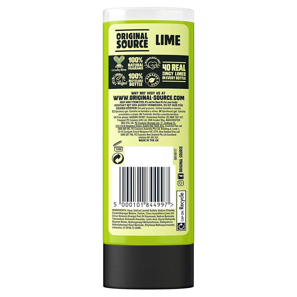 Lime Shower Gel with Natural Fragrance, Vegan, Paraben Free, 6 x 250 ml P3457