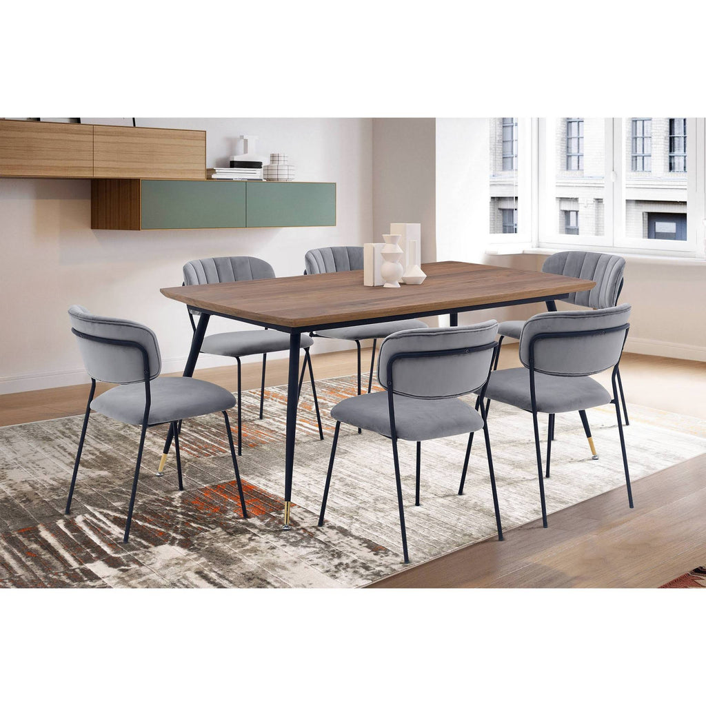 Grey Velvet and Metal Dining Room Chairs - Set of 2 U877434