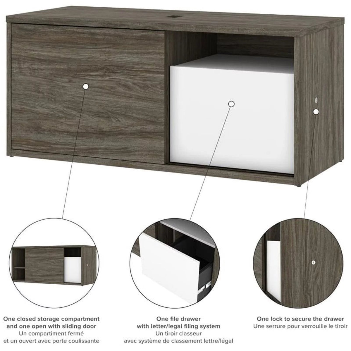 L Shaped Adjustable Standing Desk with Credenza M731