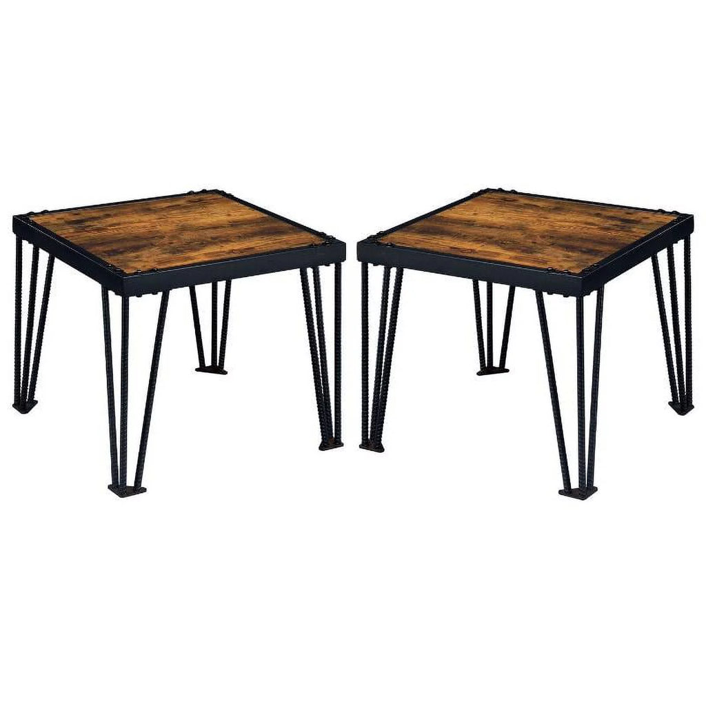 Black Metal Square End Table Set of 2 C8405