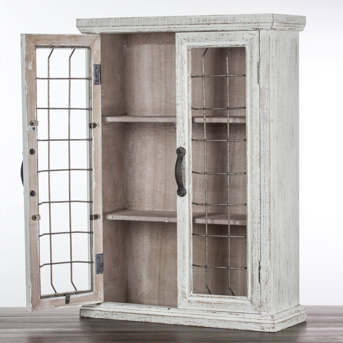Whitewashed Rustic Storage Cabinet H639