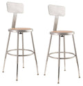 Height Adjustable Steel Stool with Backrest, Grey, Pack of 2 G23008