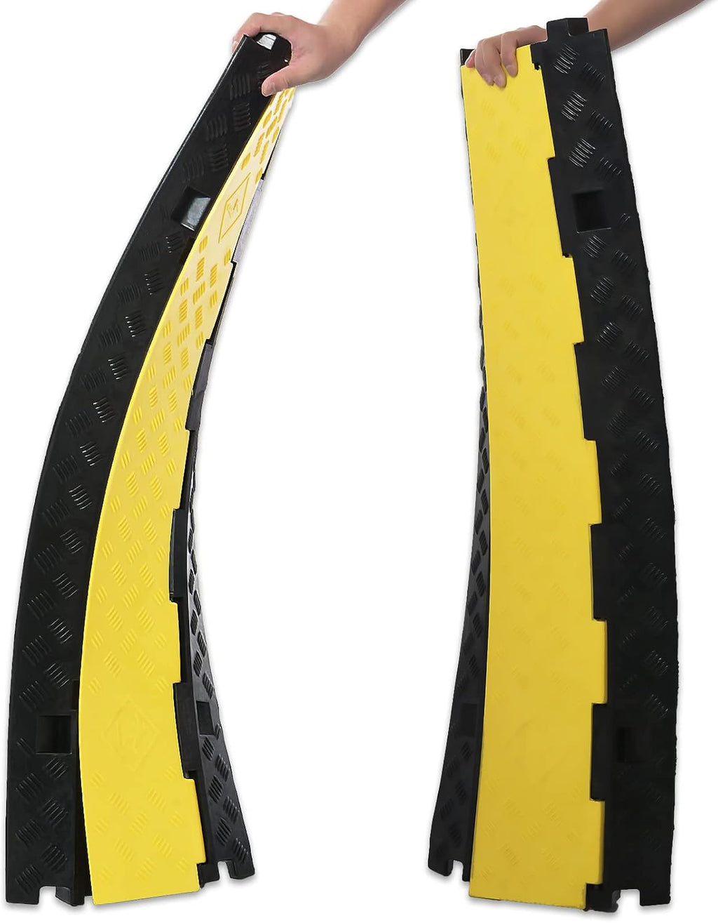 Cable Ramp PVC Rubber Cable Protector, 3 Channel, 44000lbs Capacity, Pack of 2 Q32585