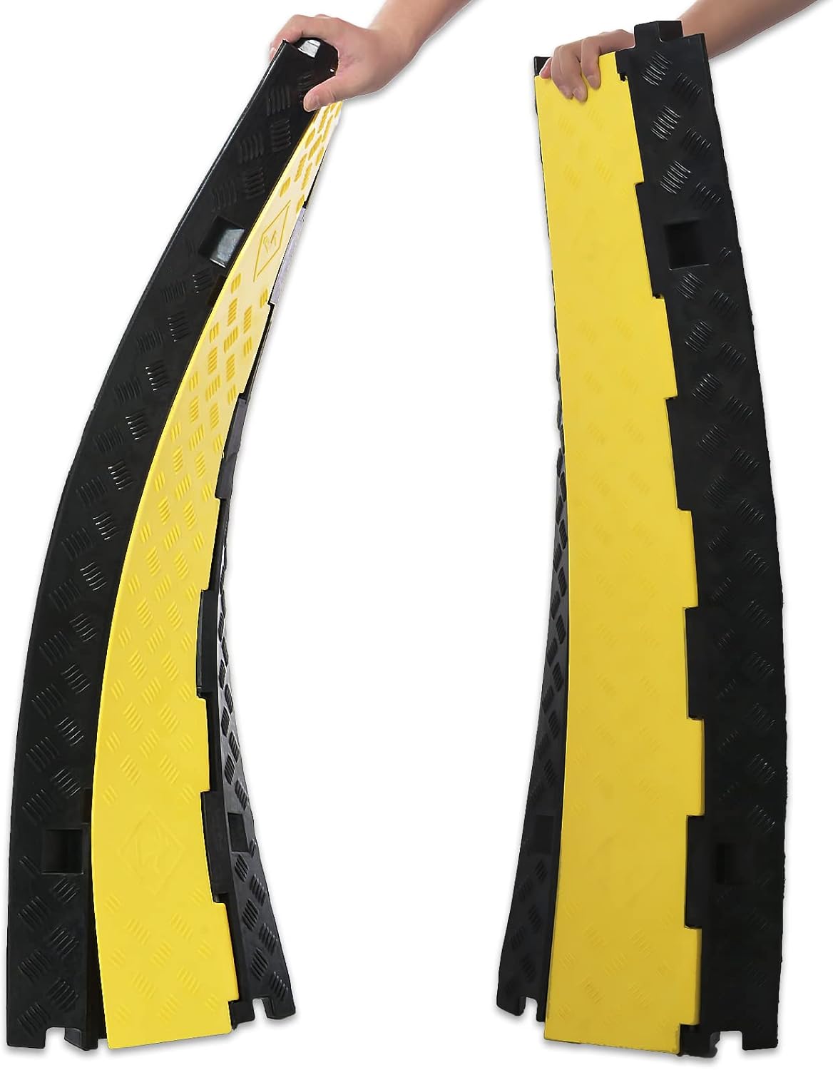 Cable Ramp PVC Rubber Cable Protector, 3 Channel, 44000lbs Capacity, Pack of 2 Q32585