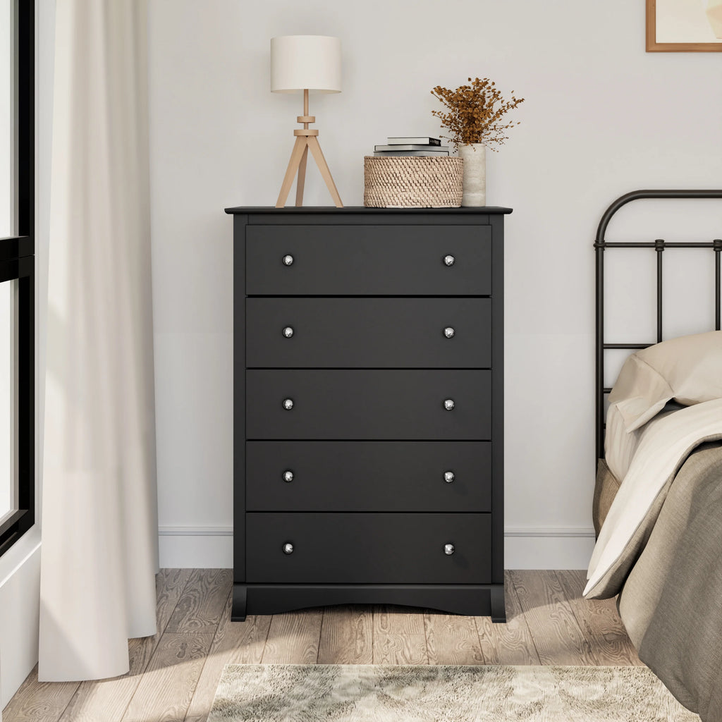 Black 5 Drawer Chest M6595