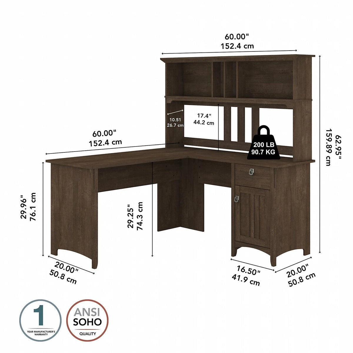 L Shaped Desk With Hutch C6261