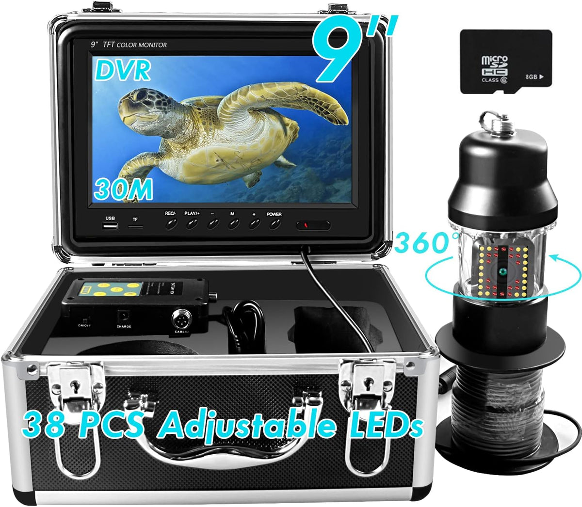 Waterproof 360° Rotating View Underwater Ice Fishing Camera with 9 inch LCD Monitor F8579