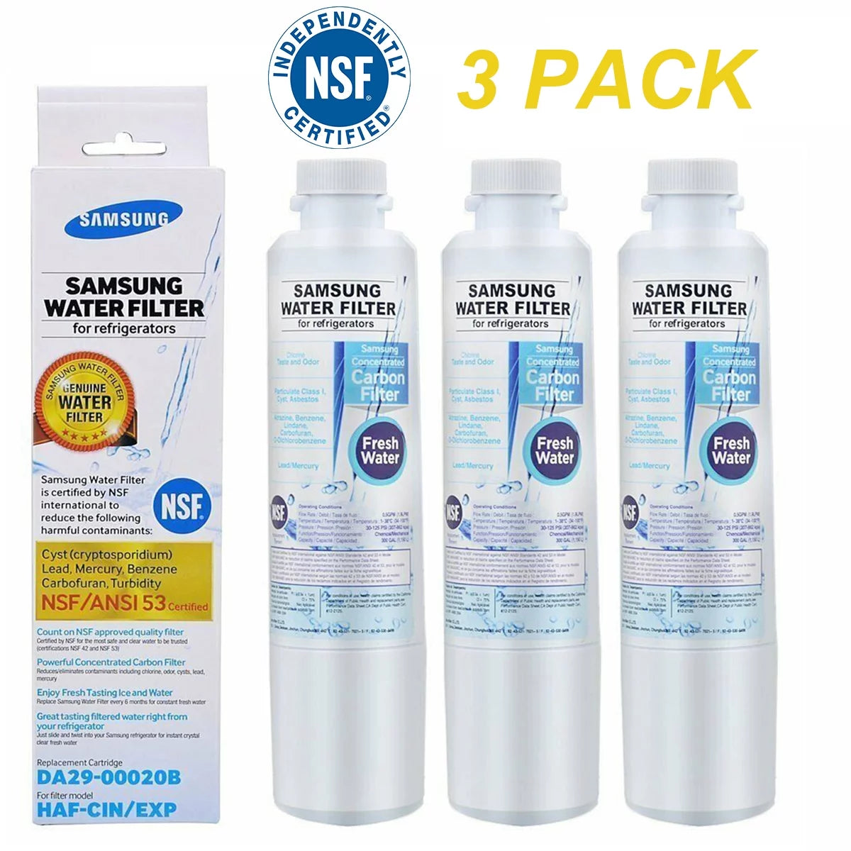 Pack of 3 Refrigerator Water Filter Z380375