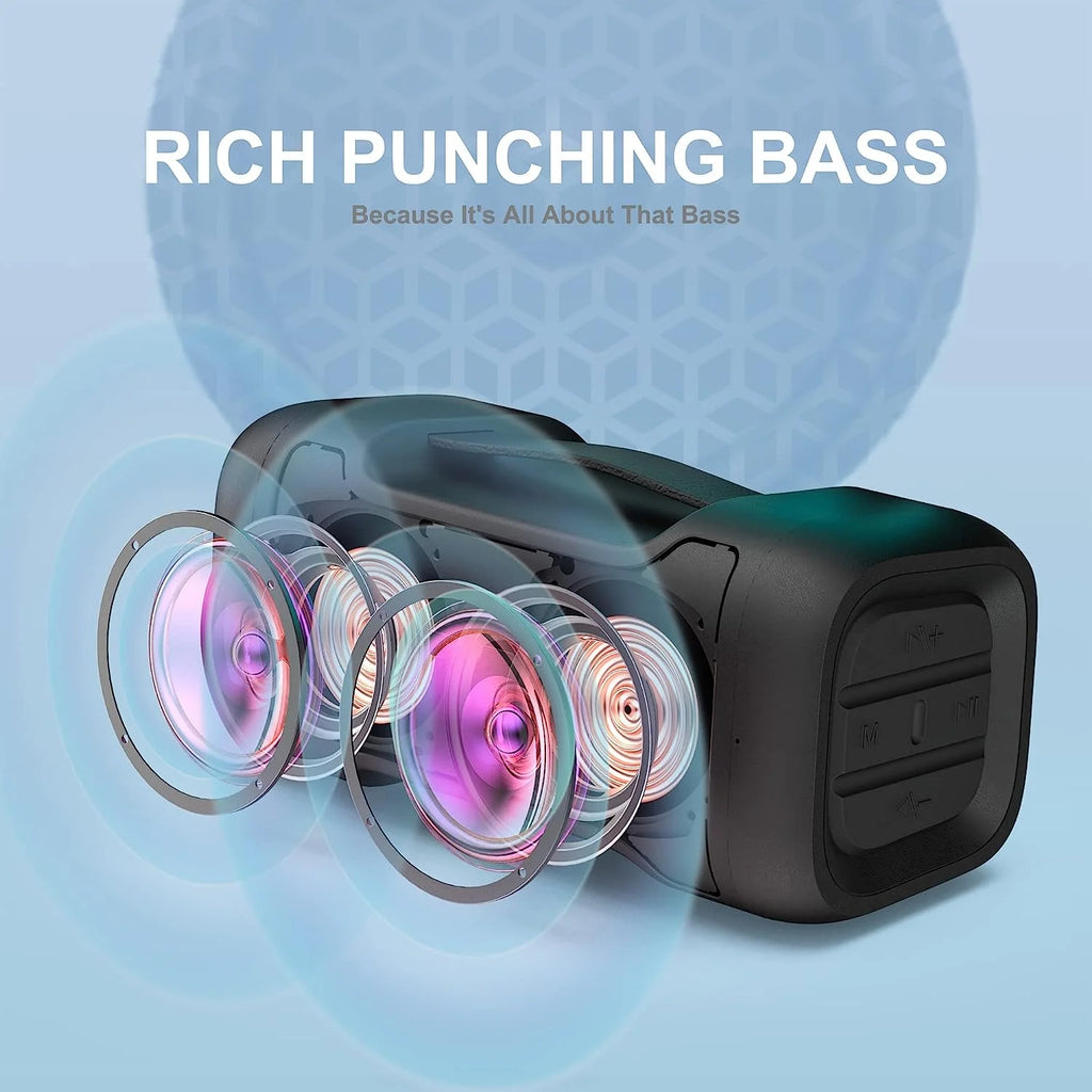 Bluetooth Speaker with Deep Bass, IPX6 Waterproof, 24H Playtime W4338